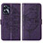 Coque Portefeuille Papillon Livre Cuir Etui Clapet Y01B pour Realme C55 Violet