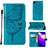 Coque Portefeuille Papillon Livre Cuir Etui Clapet Y01B pour Samsung Galaxy A03 Core Bleu