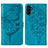 Coque Portefeuille Papillon Livre Cuir Etui Clapet Y01B pour Samsung Galaxy A04s Bleu