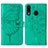 Coque Portefeuille Papillon Livre Cuir Etui Clapet Y01B pour Samsung Galaxy A20 Vert