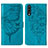 Coque Portefeuille Papillon Livre Cuir Etui Clapet Y01B pour Samsung Galaxy A30S Bleu