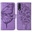 Coque Portefeuille Papillon Livre Cuir Etui Clapet Y01B pour Samsung Galaxy A30S Violet Clair