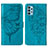 Coque Portefeuille Papillon Livre Cuir Etui Clapet Y01B pour Samsung Galaxy A32 4G Bleu