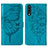 Coque Portefeuille Papillon Livre Cuir Etui Clapet Y01B pour Samsung Galaxy A70S Bleu