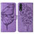 Coque Portefeuille Papillon Livre Cuir Etui Clapet Y01B pour Samsung Galaxy A70S Violet Clair