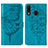 Coque Portefeuille Papillon Livre Cuir Etui Clapet Y01B pour Samsung Galaxy M10S Bleu