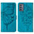 Coque Portefeuille Papillon Livre Cuir Etui Clapet Y01B pour Samsung Galaxy M34 5G Bleu