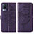 Coque Portefeuille Papillon Livre Cuir Etui Clapet Y01B pour Vivo V21 5G Violet