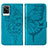 Coque Portefeuille Papillon Livre Cuir Etui Clapet Y01B pour Vivo V21e 4G Bleu