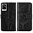 Coque Portefeuille Papillon Livre Cuir Etui Clapet Y01B pour Vivo V21e 4G Noir