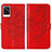 Coque Portefeuille Papillon Livre Cuir Etui Clapet Y01B pour Vivo V21e 4G Rouge