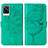 Coque Portefeuille Papillon Livre Cuir Etui Clapet Y01B pour Vivo V21e 4G Vert