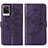 Coque Portefeuille Papillon Livre Cuir Etui Clapet Y01B pour Vivo V21e 4G Violet