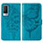 Coque Portefeuille Papillon Livre Cuir Etui Clapet Y01B pour Vivo V21e 5G Bleu