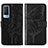 Coque Portefeuille Papillon Livre Cuir Etui Clapet Y01B pour Vivo V21e 5G Noir