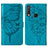 Coque Portefeuille Papillon Livre Cuir Etui Clapet Y01B pour Vivo Y15 Bleu