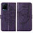 Coque Portefeuille Papillon Livre Cuir Etui Clapet Y01B pour Vivo Y21a Violet