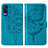Coque Portefeuille Papillon Livre Cuir Etui Clapet Y01B pour Vivo Y51 (2021) Bleu