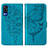 Coque Portefeuille Papillon Livre Cuir Etui Clapet Y01B pour Vivo Y51A Bleu