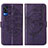 Coque Portefeuille Papillon Livre Cuir Etui Clapet Y01B pour Vivo Y53s NFC Violet