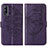 Coque Portefeuille Papillon Livre Cuir Etui Clapet Y01B pour Vivo Y72 5G Violet