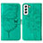 Coque Portefeuille Papillon Livre Cuir Etui Clapet Y06B pour Samsung Galaxy S21 5G Vert