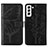 Coque Portefeuille Papillon Livre Cuir Etui Clapet Y06B pour Samsung Galaxy S21 FE 5G Noir