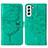 Coque Portefeuille Papillon Livre Cuir Etui Clapet Y06B pour Samsung Galaxy S21 FE 5G Vert
