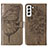 Coque Portefeuille Papillon Livre Cuir Etui Clapet Y06B pour Samsung Galaxy S22 5G Bronze