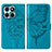 Coque Portefeuille Papillon Livre Cuir Etui Clapet YB1 pour Huawei Honor X6a Bleu