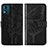 Coque Portefeuille Papillon Livre Cuir Etui Clapet YB1 pour Motorola Moto E13 Noir