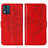 Coque Portefeuille Papillon Livre Cuir Etui Clapet YB1 pour Motorola Moto E13 Rouge