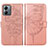 Coque Portefeuille Papillon Livre Cuir Etui Clapet YB1 pour Motorola Moto G14 Or Rose