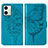 Coque Portefeuille Papillon Livre Cuir Etui Clapet YB1 pour Motorola Moto G54 5G Bleu