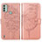 Coque Portefeuille Papillon Livre Cuir Etui Clapet YB1 pour Nokia C31 Or Rose