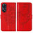 Coque Portefeuille Papillon Livre Cuir Etui Clapet YB1 pour Oppo Reno8 T 4G Rouge