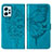 Coque Portefeuille Papillon Livre Cuir Etui Clapet YB1 pour Xiaomi Redmi Note 12 4G Bleu