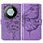 Coque Portefeuille Papillon Livre Cuir Etui Clapet YB2 pour Huawei Mate 60 Violet Clair