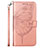 Coque Portefeuille Papillon Livre Cuir Etui Clapet YB2 pour Xiaomi Mi 13 Lite 5G Or Rose