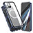 Coque Rebord Bumper Luxe Aluminum Metal Miroir 360 Degres Housse Etui Aimant avec Mag-Safe Magnetic Magnetique pour Apple iPhone 13 Pro Bleu