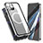 Coque Rebord Bumper Luxe Aluminum Metal Miroir 360 Degres Housse Etui Aimant avec Mag-Safe Magnetic Magnetique pour Apple iPhone 13 Pro Max Argent