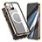 Coque Rebord Bumper Luxe Aluminum Metal Miroir 360 Degres Housse Etui Aimant avec Mag-Safe Magnetic Magnetique pour Apple iPhone 13 Pro Or