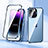 Coque Rebord Bumper Luxe Aluminum Metal Miroir 360 Degres Housse Etui Aimant LK2 pour Apple iPhone 14 Pro Bleu