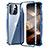 Coque Rebord Bumper Luxe Aluminum Metal Miroir 360 Degres Housse Etui Aimant LK2 pour Apple iPhone 15 Bleu