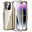 Coque Rebord Bumper Luxe Aluminum Metal Miroir 360 Degres Housse Etui Aimant LO1 pour Apple iPhone 14 Pro Max Or