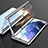 Coque Rebord Bumper Luxe Aluminum Metal Miroir 360 Degres Housse Etui Aimant M01 pour Samsung Galaxy S21 5G Argent