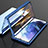 Coque Rebord Bumper Luxe Aluminum Metal Miroir 360 Degres Housse Etui Aimant M01 pour Samsung Galaxy S21 5G Bleu