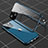 Coque Rebord Bumper Luxe Aluminum Metal Miroir 360 Degres Housse Etui Aimant M04 pour Apple iPhone 14 Bleu
