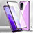 Coque Rebord Bumper Luxe Aluminum Metal Miroir 360 Degres Housse Etui Aimant P01 pour Oppo A55 5G Violet