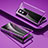 Coque Rebord Bumper Luxe Aluminum Metal Miroir 360 Degres Housse Etui Aimant P01 pour Vivo iQOO Z5x 5G Violet